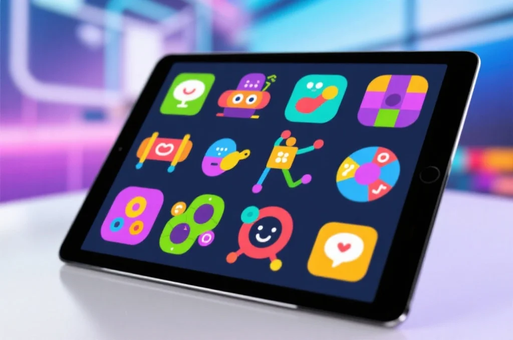 蓝图娱乐应用中丰富多彩的休闲游戏和互动活动图标